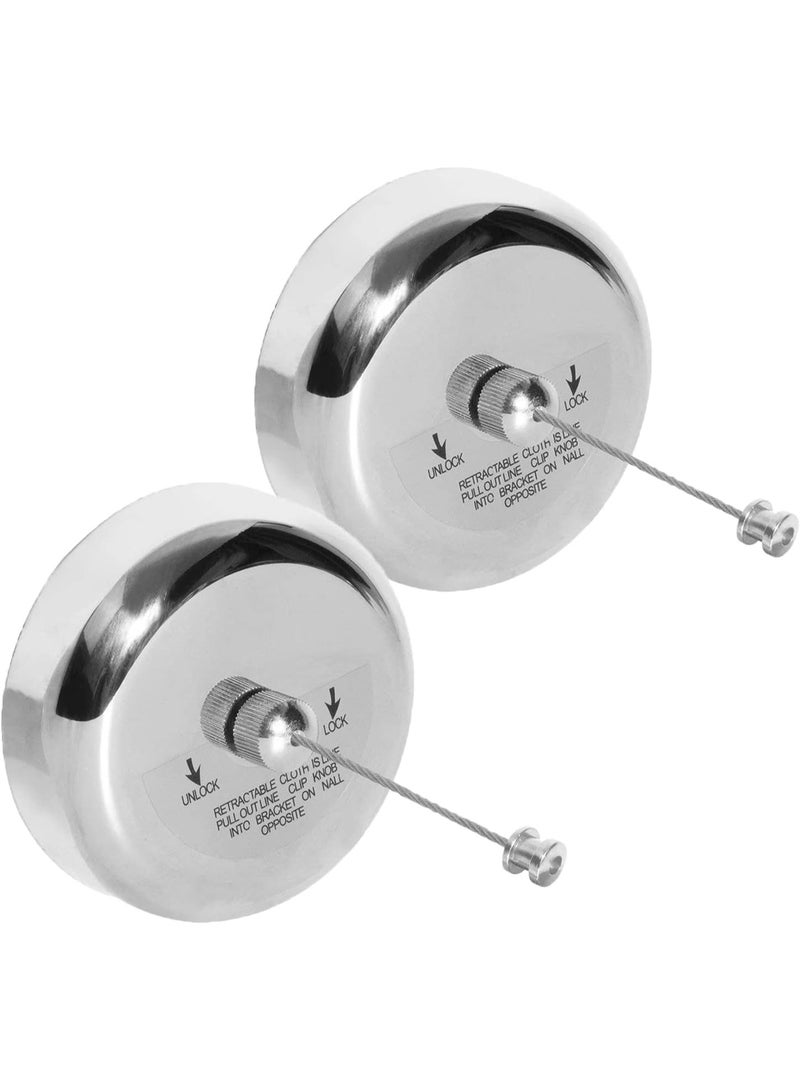 Retractable Clothesline - 2PK 304 Stainless Steel Clothes Line, Durable Heavy Duty Adjustable Retract Clothesline with Wire Rope for Indoor Outdoor Laundry Room (9.2FT Steel String) - Image 1